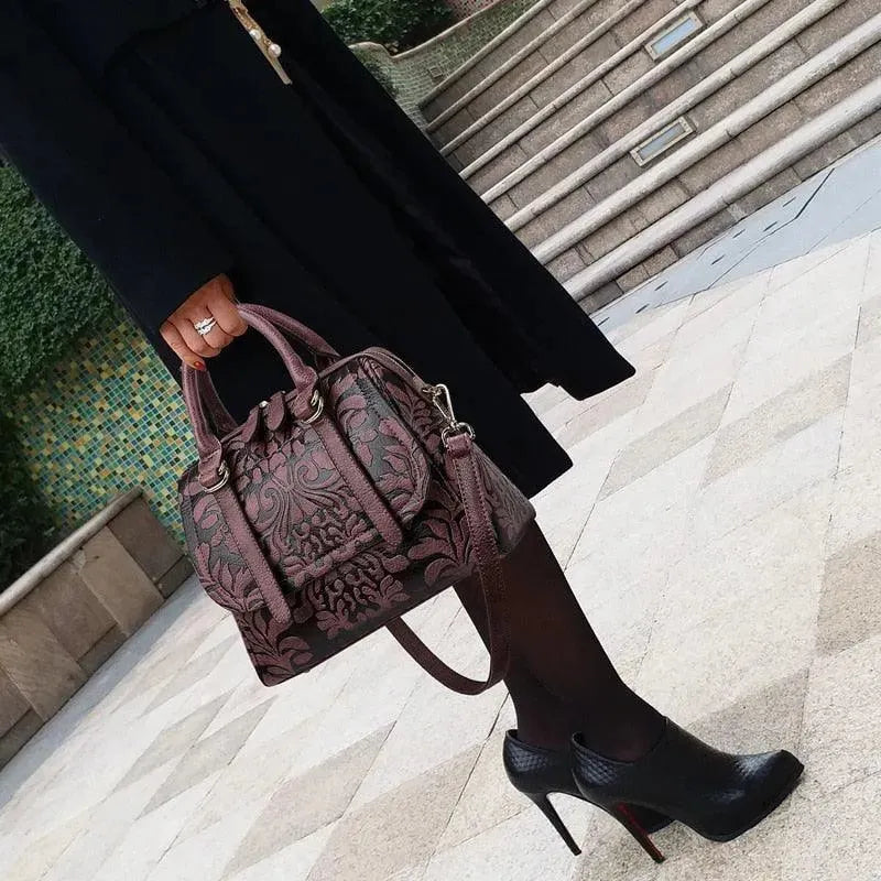 Embossed Leather Handbags - Handbag - LeStyleParfait