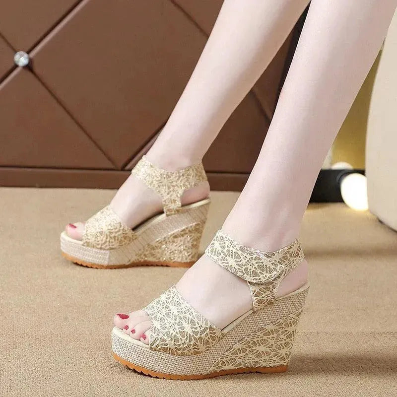 Embroidered Wedge Sandals - Wedge Shoes - LeStyleParfait