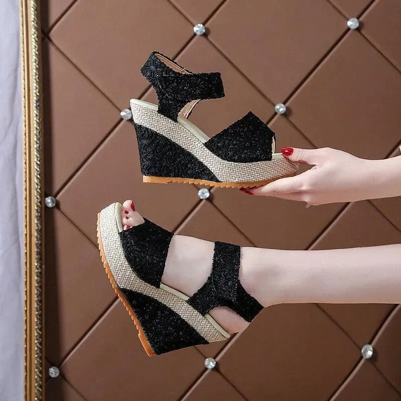 Embroidered Wedge Sandals - Wedge Shoes - LeStyleParfait