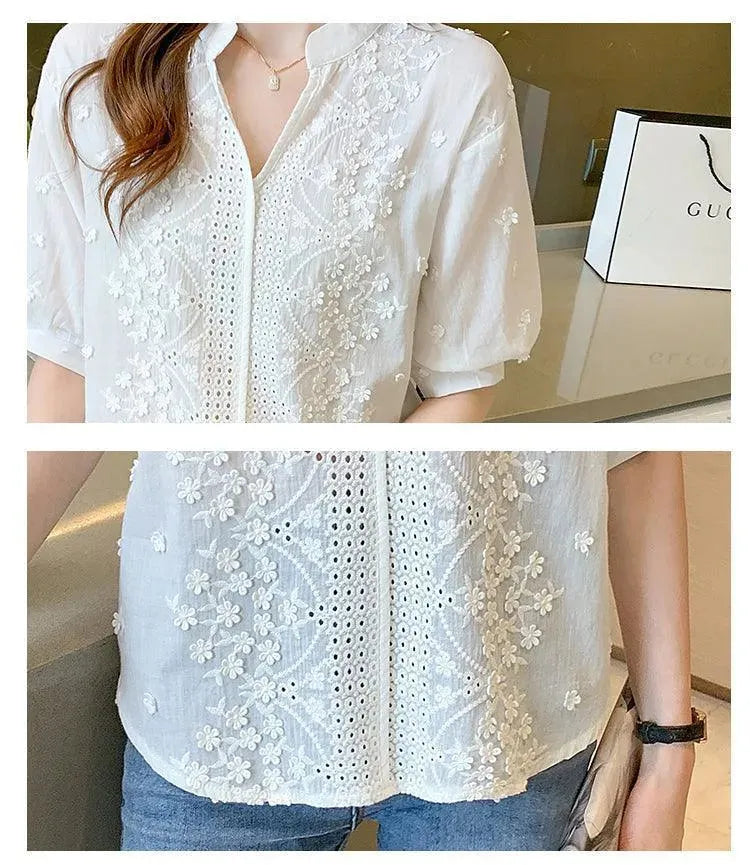 Embroidered White Blouse - Blouse - LeStyleParfait