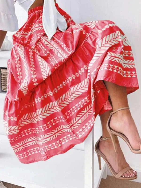 Ethnic Print Midi Skirt-Women's Skirt-LeStyleParfait
