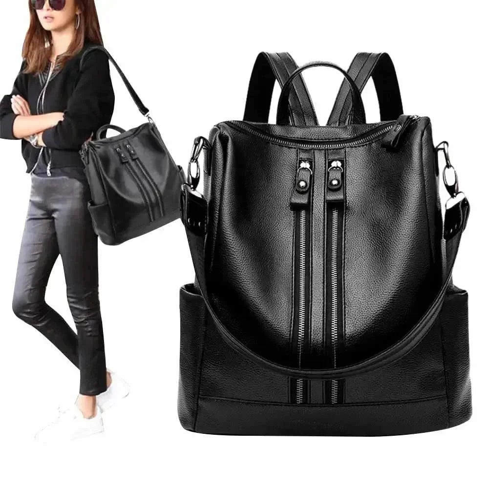 Fashion Black Leather Women's Backpack - Backpack - LeStyleParfait