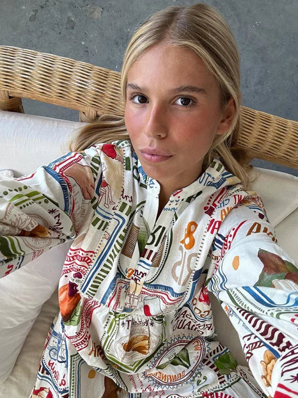 A-line,A-line dress,button-down,button-down dress,buttons,casual,casual dress,cotton,cotton dress,floral pattern dress,graphic,graphic midi dress,ladies Wrinkle resistant,long sleeve,long sleeves dress,loose,loose fit dress,midi,midi dress,Quick drying midi dress,spring,spring dress,straight,tiered,tiered hem dress,tiered skirt dress,V-neck,V-neck dress-LeStyleParfait