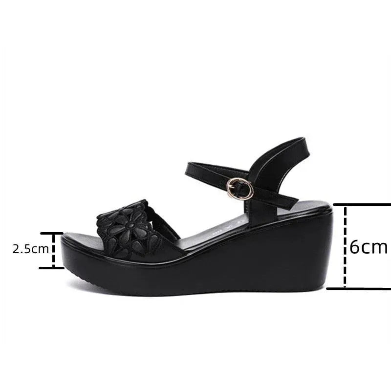 Floral Cut-out Wedge Sandal Shoes - Wedge Shoes - LeStyleParfait