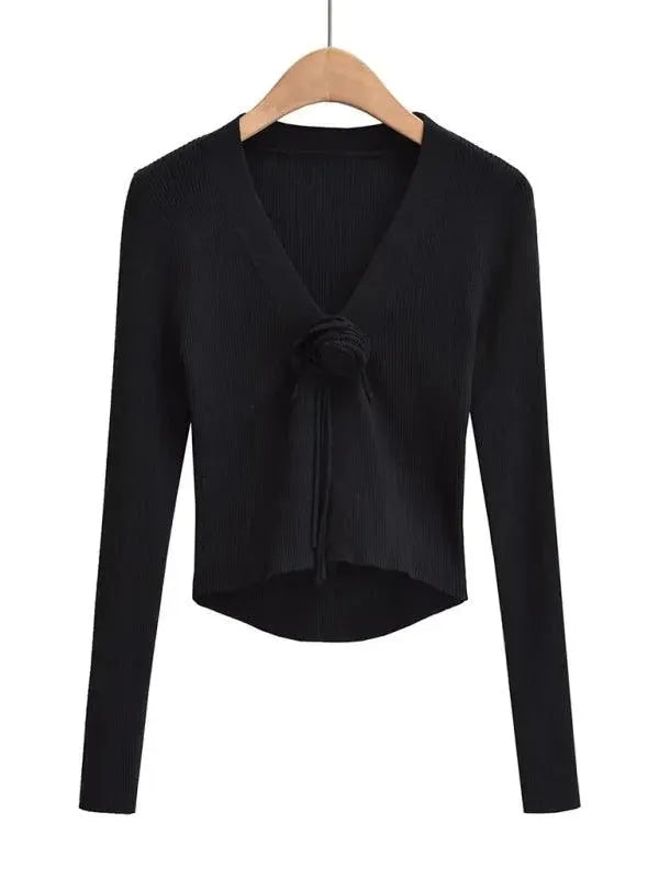 LeStyleParfait Women's Sweaters Casual Cardigan Plain-Solid V-Neck Long Sleeves-Cardigan Sweater