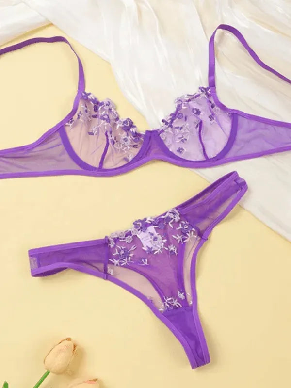 Floral Lingerie Bralette Set - Bralette Set - LeStyleParfait