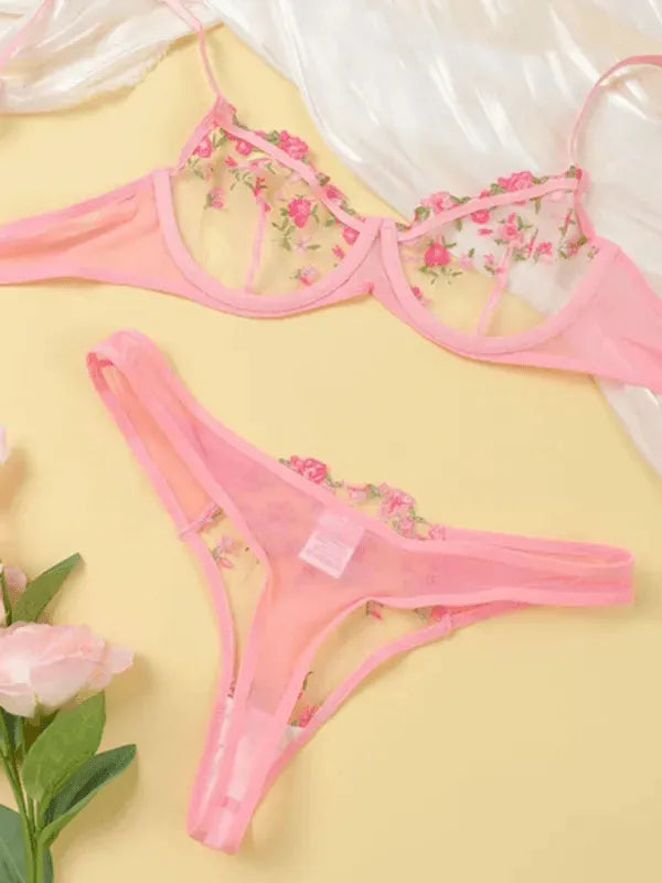 Floral Lingerie Bralette Set - Bralette Set - LeStyleParfait