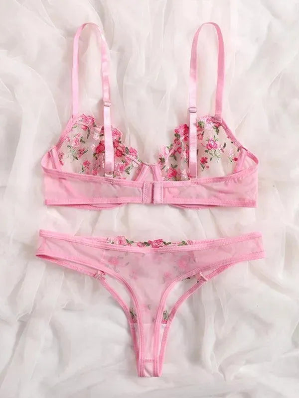 Floral Lingerie Bralette Set - Bralette Set - LeStyleParfait