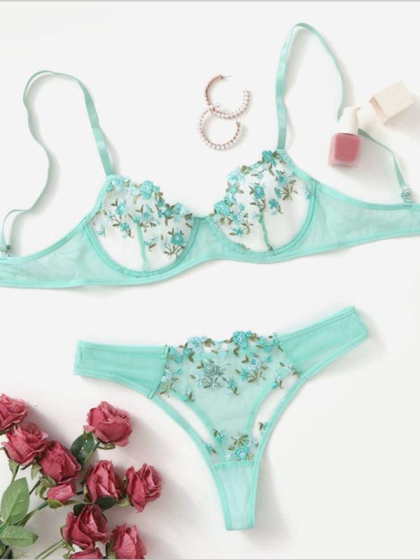 Floral Lingerie Bralette Set - Bralette Set - LeStyleParfait