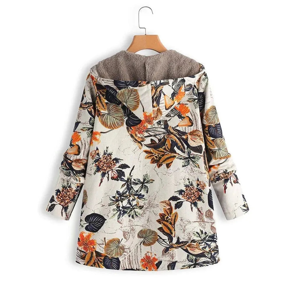 Floral Loose Plus Size Winter Coat - Coat - LeStyleParfait