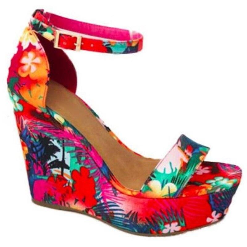 Floral Peep Toe Wedge Shoes - Wedge Shoes - LeStyleParfait