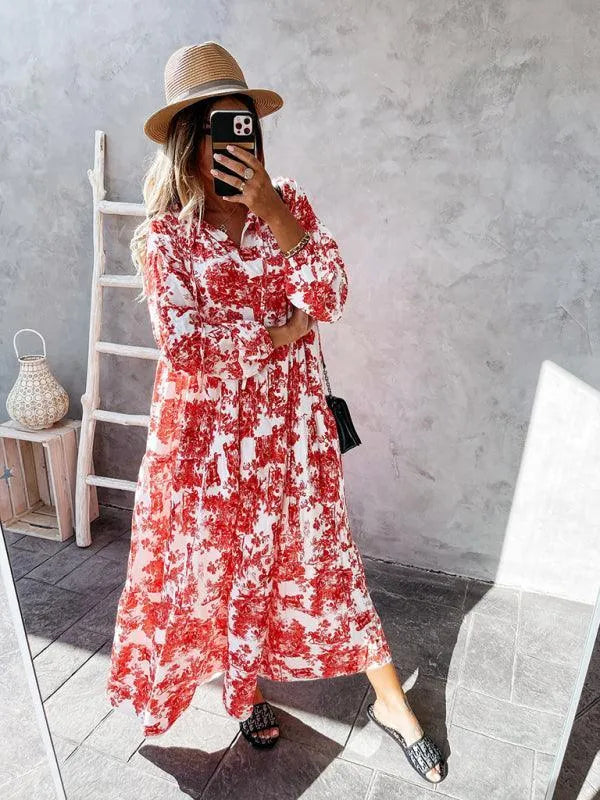 Floral Ruffled Maxi Dress-LeStyleParfait