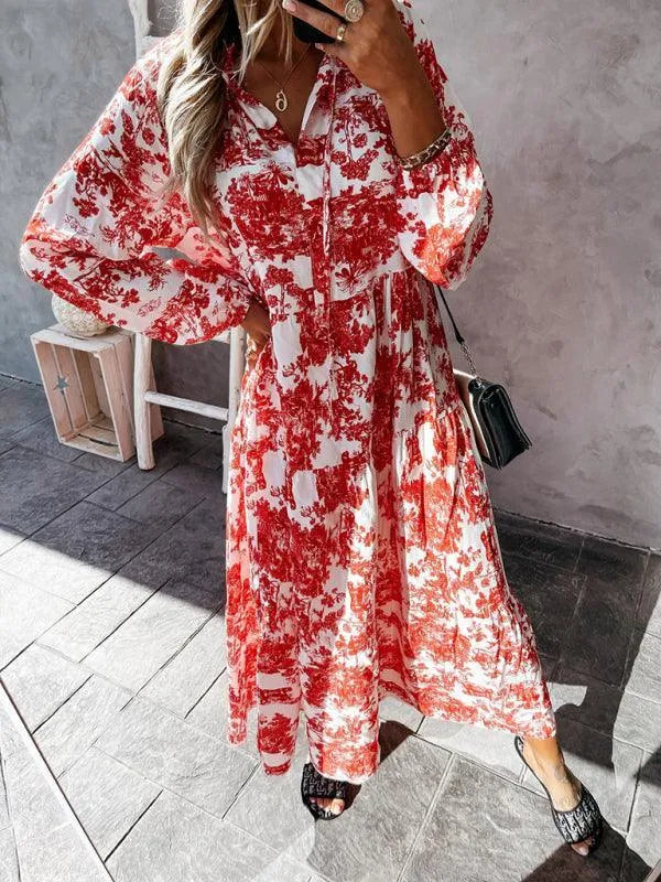 Floral Ruffled Maxi Dress-LeStyleParfait