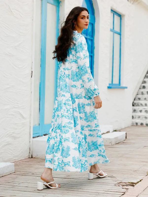 Floral Ruffled Maxi Dress-LeStyleParfait