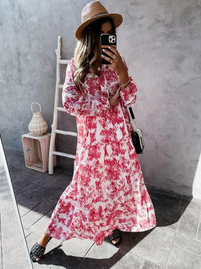 Floral Ruffled Maxi Dress-LeStyleParfait