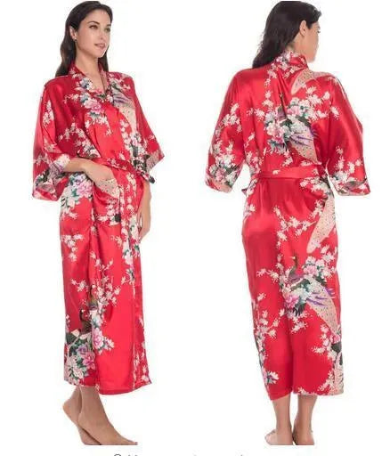 Floral Silk Kimono Nightgown - Nightgown - LeStyleParfait