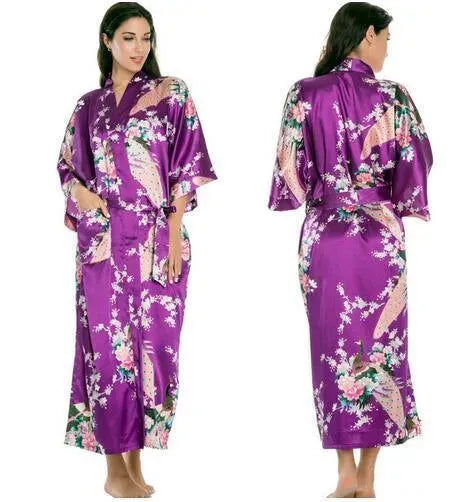 Floral Silk Kimono Nightgown - Nightgown - LeStyleParfait