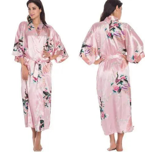 Floral Silk Kimono Nightgown - Nightgown - LeStyleParfait
