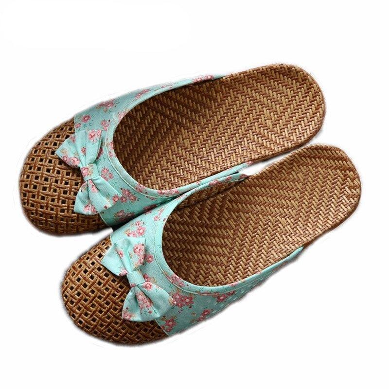 Floral Slip On Flax Slippers Sandals - Sandals - LeStyleParfait