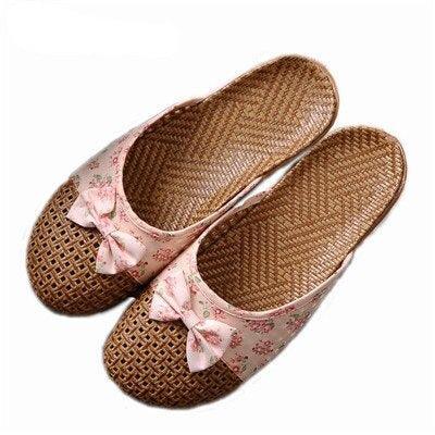 Floral Slip On Flax Slippers Sandals - Sandals - LeStyleParfait