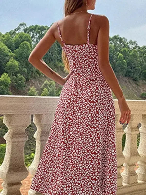 A-line,a-line dress,casual,casual dress,casual fit dress,cotton,cotton dress,floral,floral dress,flowy,flowy dress,ladies Wrinkle resistant,midi,midi hemline dress,Quick drying midi dress,sleeveless,sleeveless dress,slip-on,slip-on dress,square,square neckline dress,straight,summer,summer dress,sundress,sundress dress-LeStyleParfait