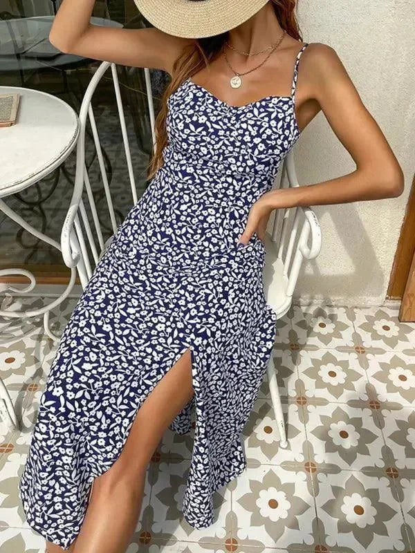 A-line,a-line dress,casual,casual dress,casual fit dress,cotton,cotton dress,floral,floral dress,flowy,flowy dress,ladies Wrinkle resistant,midi,midi hemline dress,Quick drying midi dress,sleeveless,sleeveless dress,slip-on,slip-on dress,square,square neckline dress,straight,summer,summer dress,sundress,sundress dress-LeStyleParfait