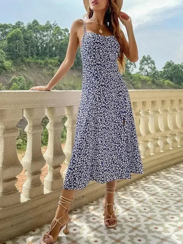 A-line,a-line dress,casual,casual dress,casual fit dress,cotton,cotton dress,floral,floral dress,flowy,flowy dress,ladies Wrinkle resistant,midi,midi hemline dress,Quick drying midi dress,sleeveless,sleeveless dress,slip-on,slip-on dress,square,square neckline dress,straight,summer,summer dress,sundress,sundress dress-LeStyleParfait