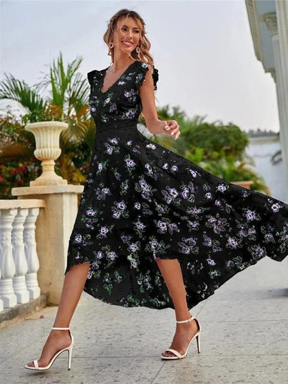 Floral Vneck Maxi Day Dress - Maxi Dress - LeStyleParfait