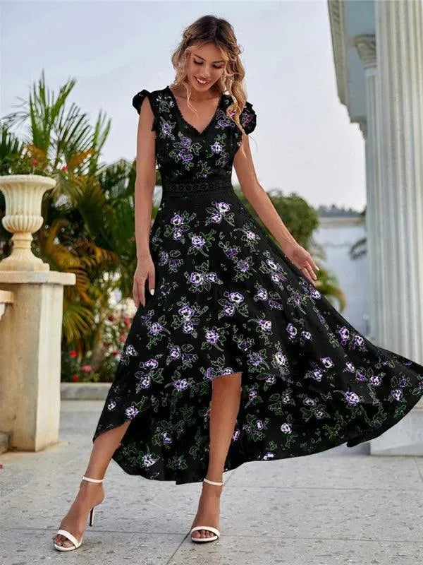 Floral Vneck Maxi Day Dress - Maxi Dress - LeStyleParfait