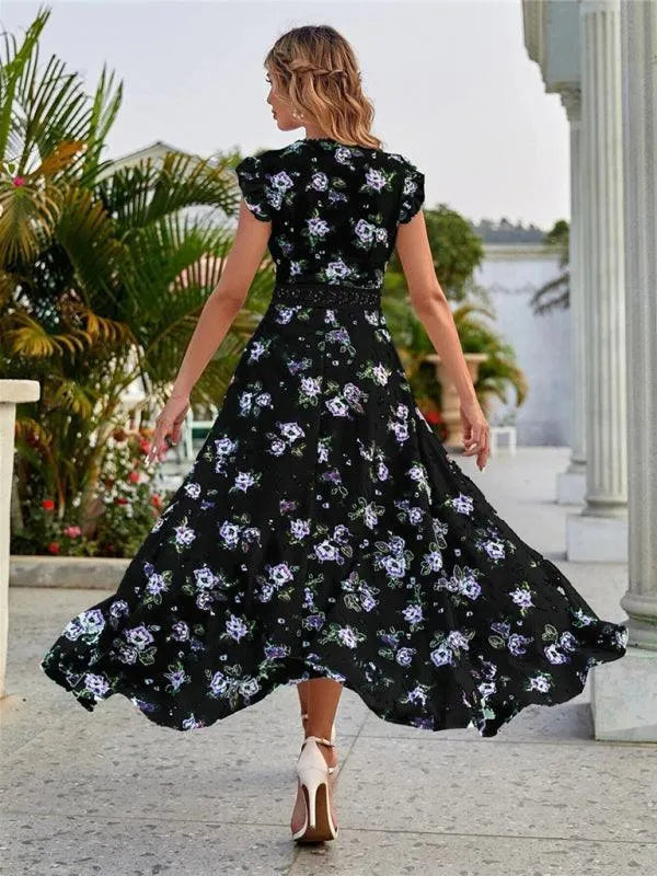 Floral Vneck Maxi Day Dress - Maxi Dress - LeStyleParfait