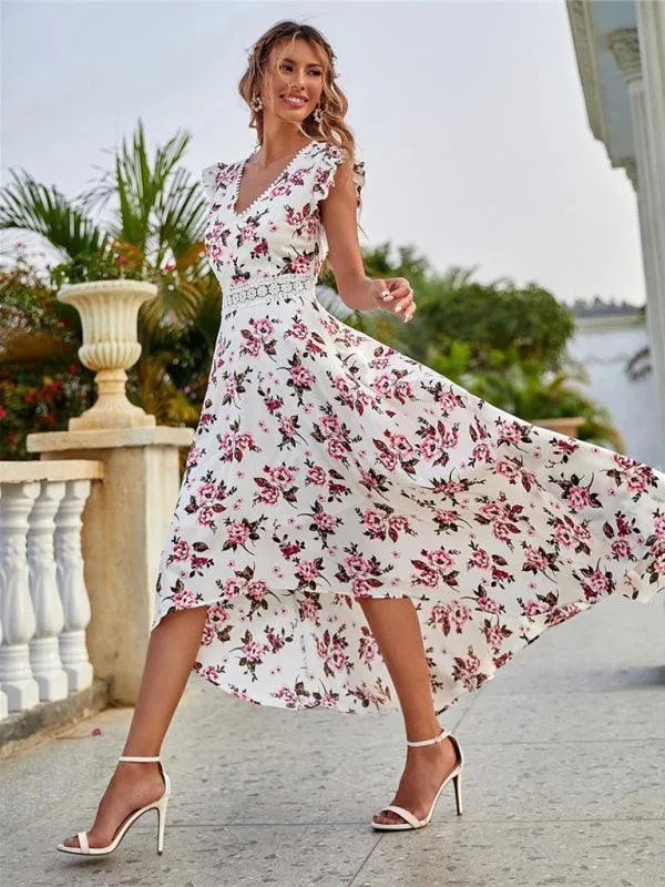 Floral Vneck Maxi Day Dress - Maxi Dress - LeStyleParfait