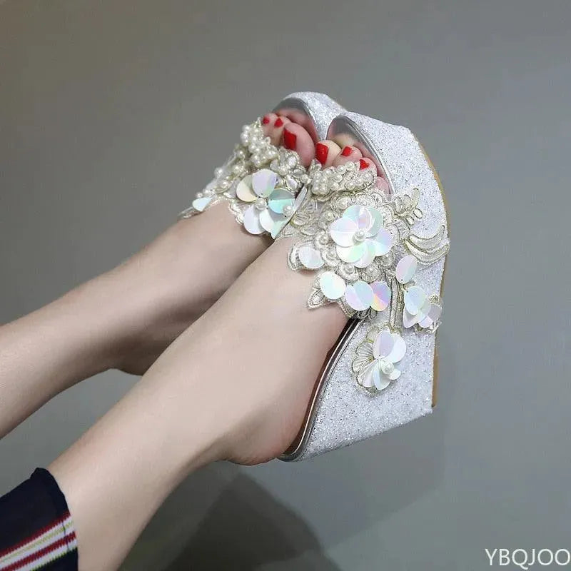 Floral Wedge Sandal Shoes - Wedge Shoes - LeStyleParfait
