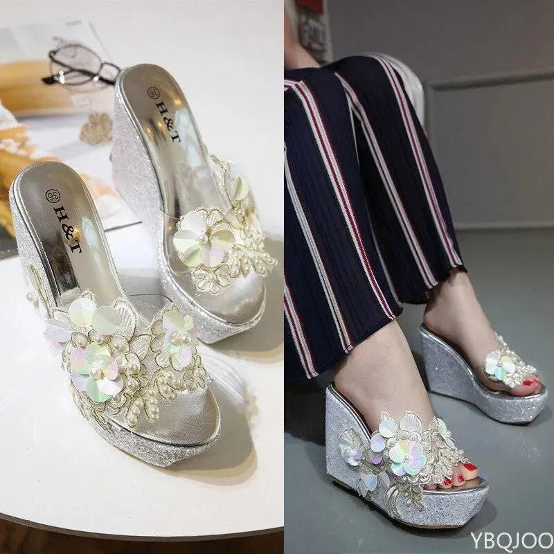 Floral Wedge Sandal Shoes - Wedge Shoes - LeStyleParfait