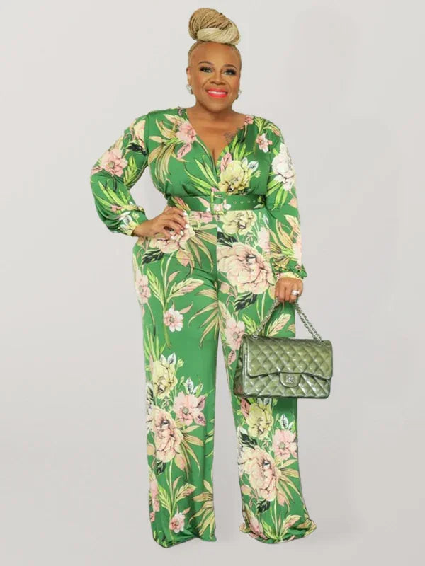 Flowing Floral V-Neck Maxi Dress
