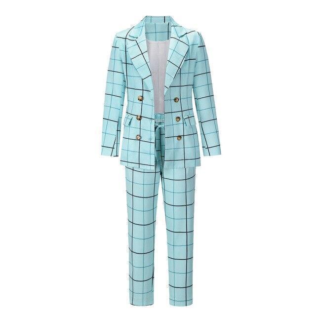 Formal Plaid Women Pantsuit - Women Pant Suit - LeStyleParfait