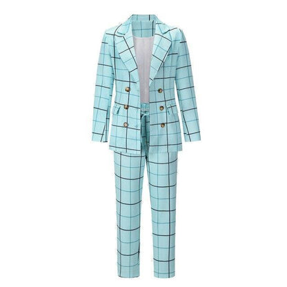 Formal Plaid Women Pantsuit - Women Pant Suit - LeStyleParfait