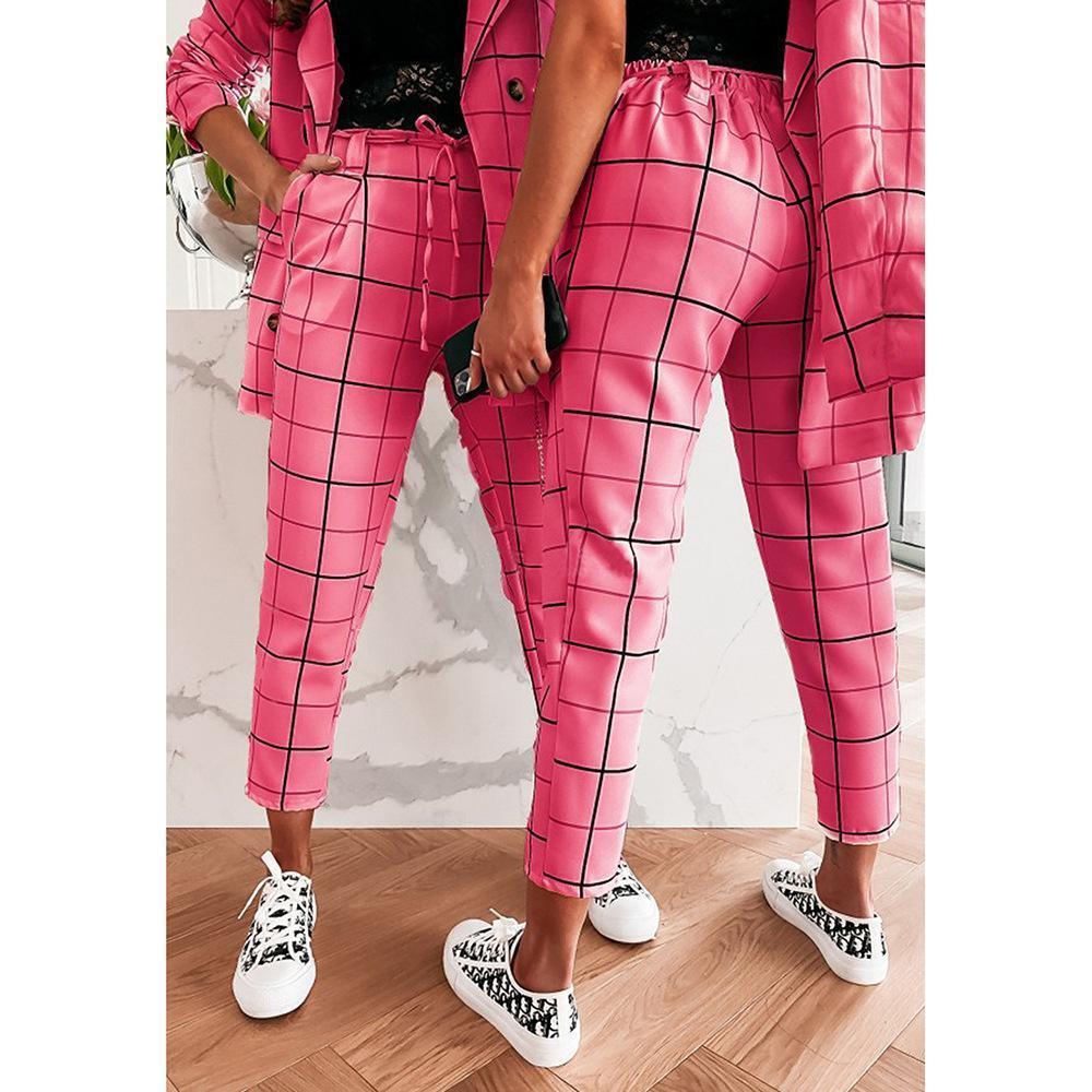 Formal Plaid Women Pantsuit - Women Pant Suit - LeStyleParfait