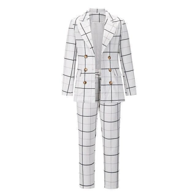 Formal Plaid Women Pantsuit - Women Pant Suit - LeStyleParfait