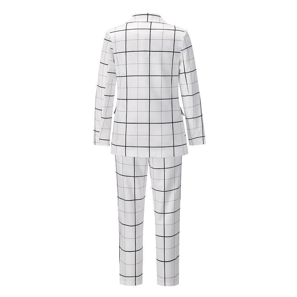 Formal Plaid Women Pantsuit - Women Pant Suit - LeStyleParfait