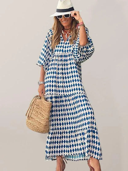 Geometric Maxi Dress-LeStyleParfait