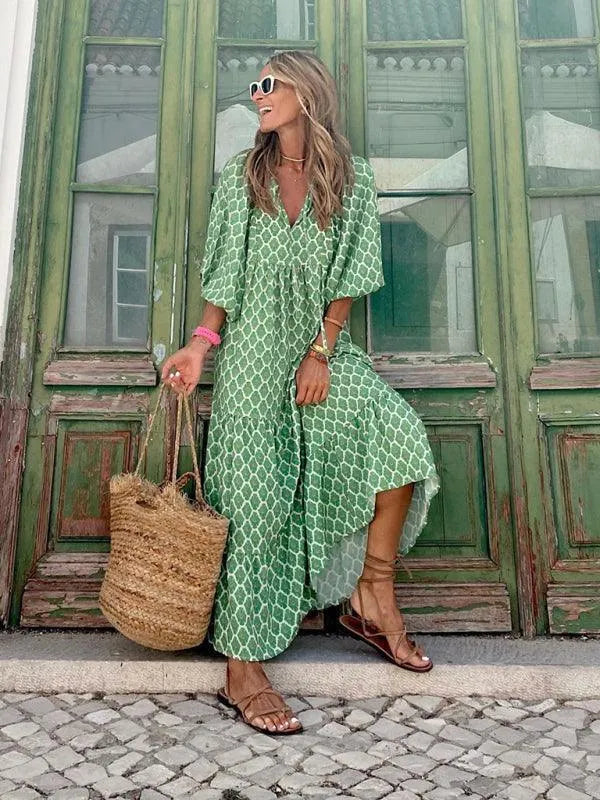 Geometric Maxi Dress-LeStyleParfait