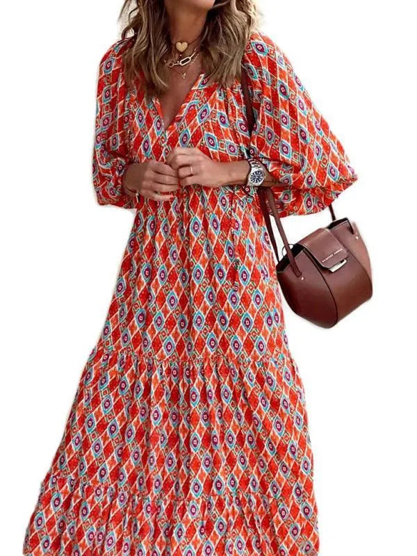 Geometric Maxi Dress-LeStyleParfait