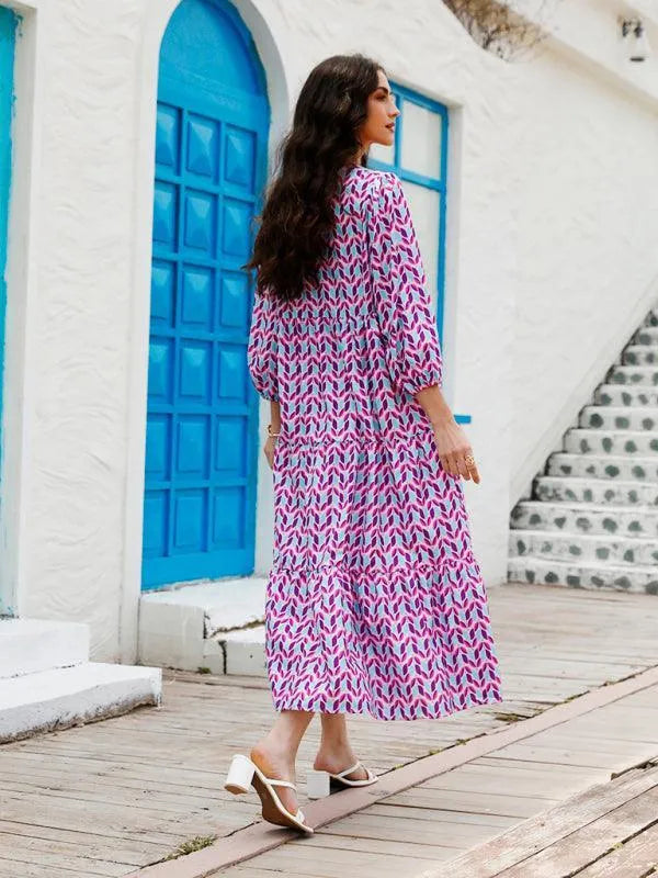 Geometric Maxi Dress-LeStyleParfait