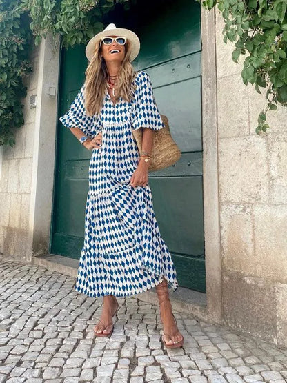 Geometric Maxi Dress-LeStyleParfait