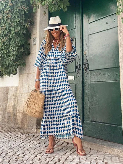 Geometric Maxi Dress-LeStyleParfait