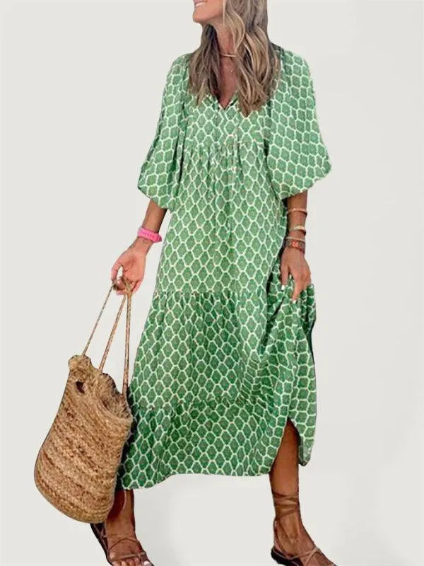 Geometric Maxi Dress-LeStyleParfait