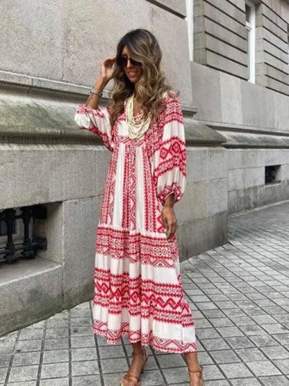 Geometric Maxi Dress-LeStyleParfait