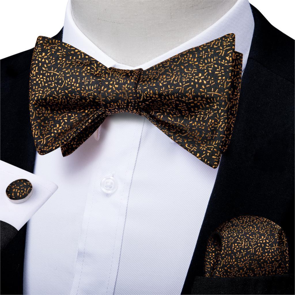 Golden Leaves Silk Bow Tie Set - Bow Tie - LeStyleParfait