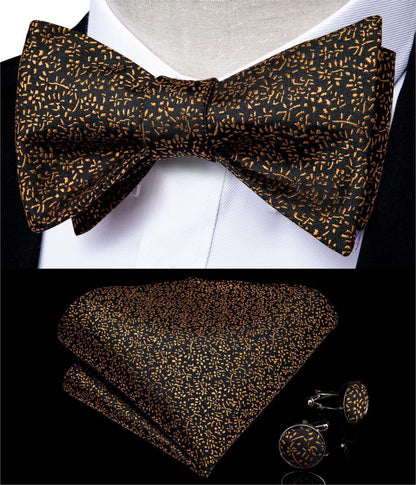 Golden Leaves Silk Bow Tie Set - Bow Tie - LeStyleParfait