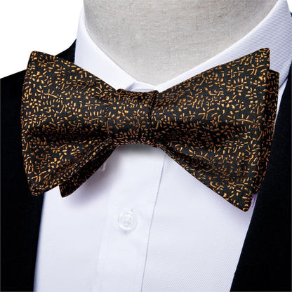 Golden Leaves Silk Bow Tie Set - Bow Tie - LeStyleParfait